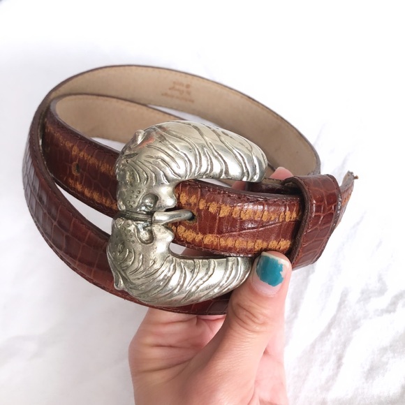 Vintage Accessories - VTG Sterling Collection Omega Tiger Leather Belt